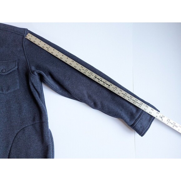 Men's L.L.Bean Vintage Style Heavy Sweater Fleece Full Button XL Blue - Picture 13 of 13